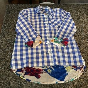 Gorgeous blue gingham bottom down.